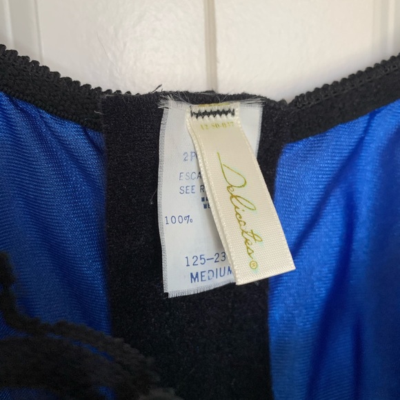 Vintage Electric Blue and Black Lace Garter Cami - Picture 6 of 8